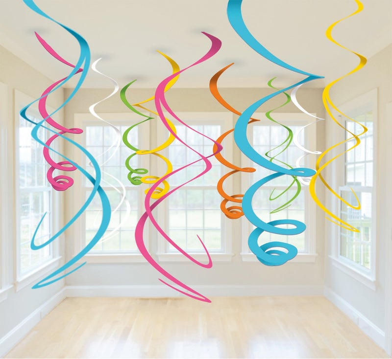 AimtoHome Party Swirl Decorations, Red and Blue Foil Ceiling Hanging Swirl Decoration, Whirls Decorations for Birthday | Wedding | Anniversary | Graduation Party Supplies, Pack of 20 - Image 5
